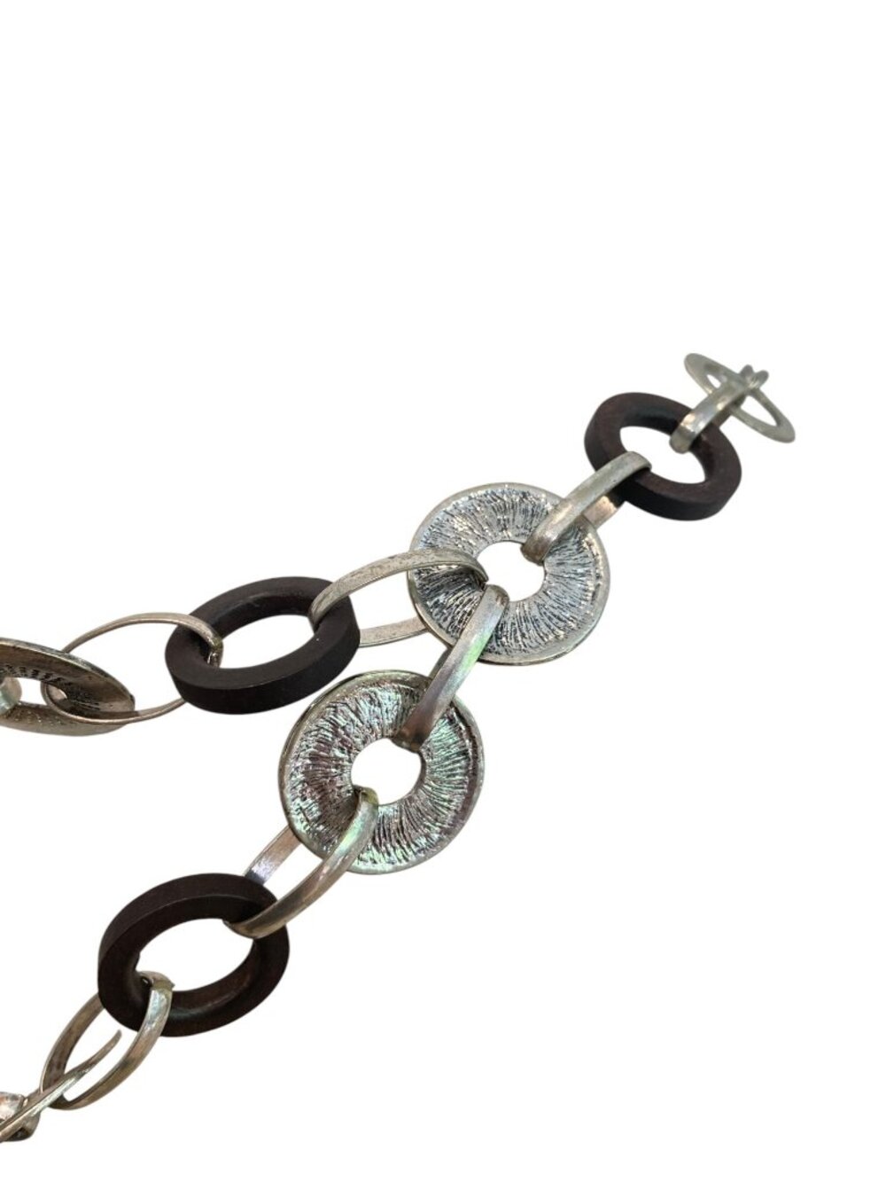 Silver & balck,  dark brown Circle Link Adjustable Chain Belt heavy metal brown - Picture 9 of 16